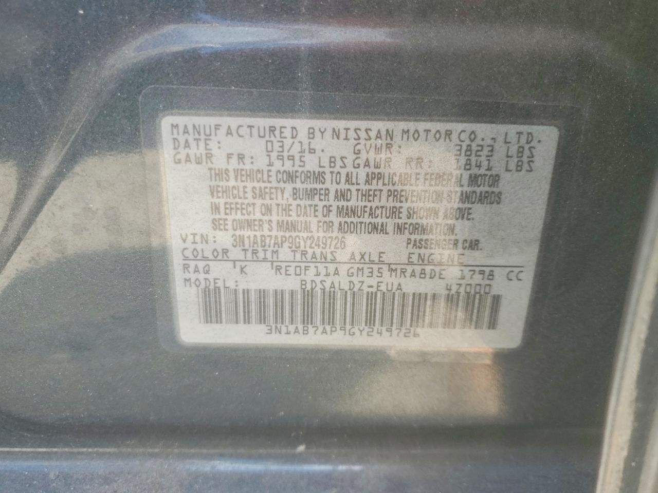 2016 NISSAN SENTRA S photo 13
