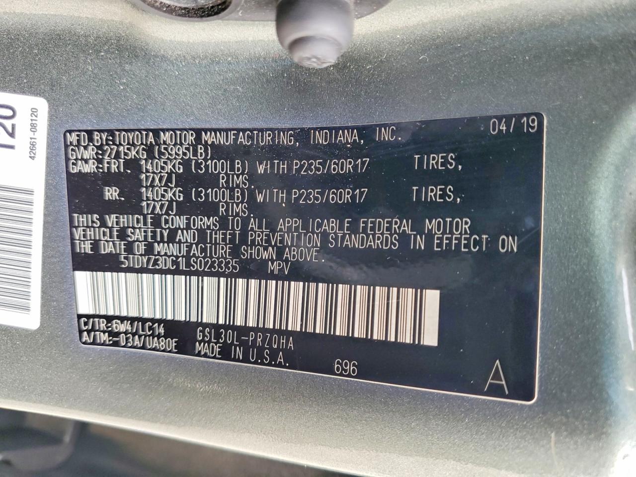 2020 TOYOTA SIENNA XLE photo 13