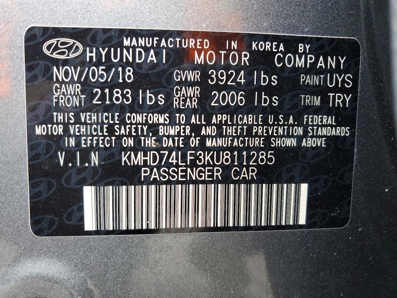 2019 HYUNDAI ELANTRA SE photo 12