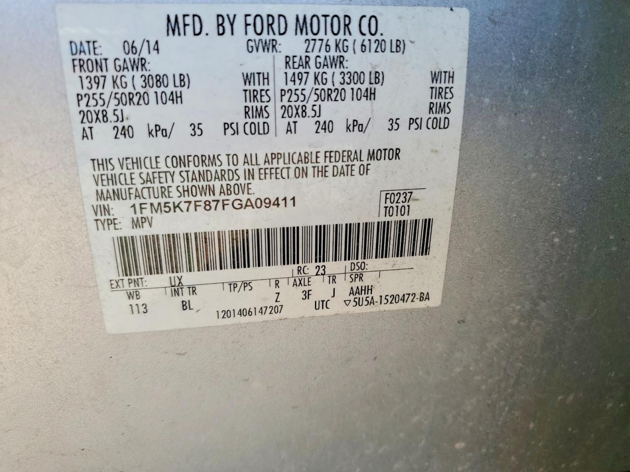 2015 FORD EXPLORER LIMITED photo 13
