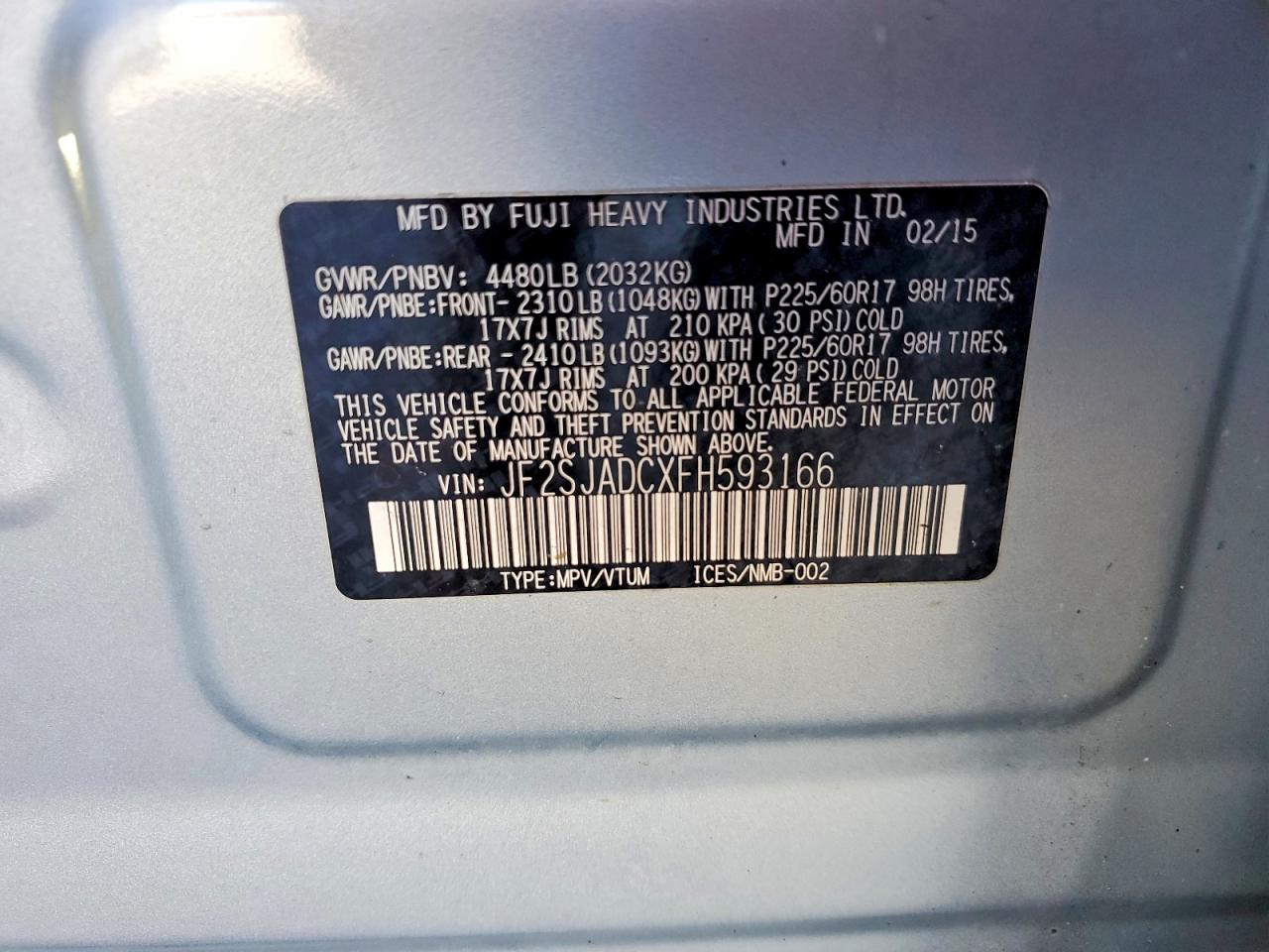 2015 SUBARU FORESTER 2.5I PREMIUM photo 23
