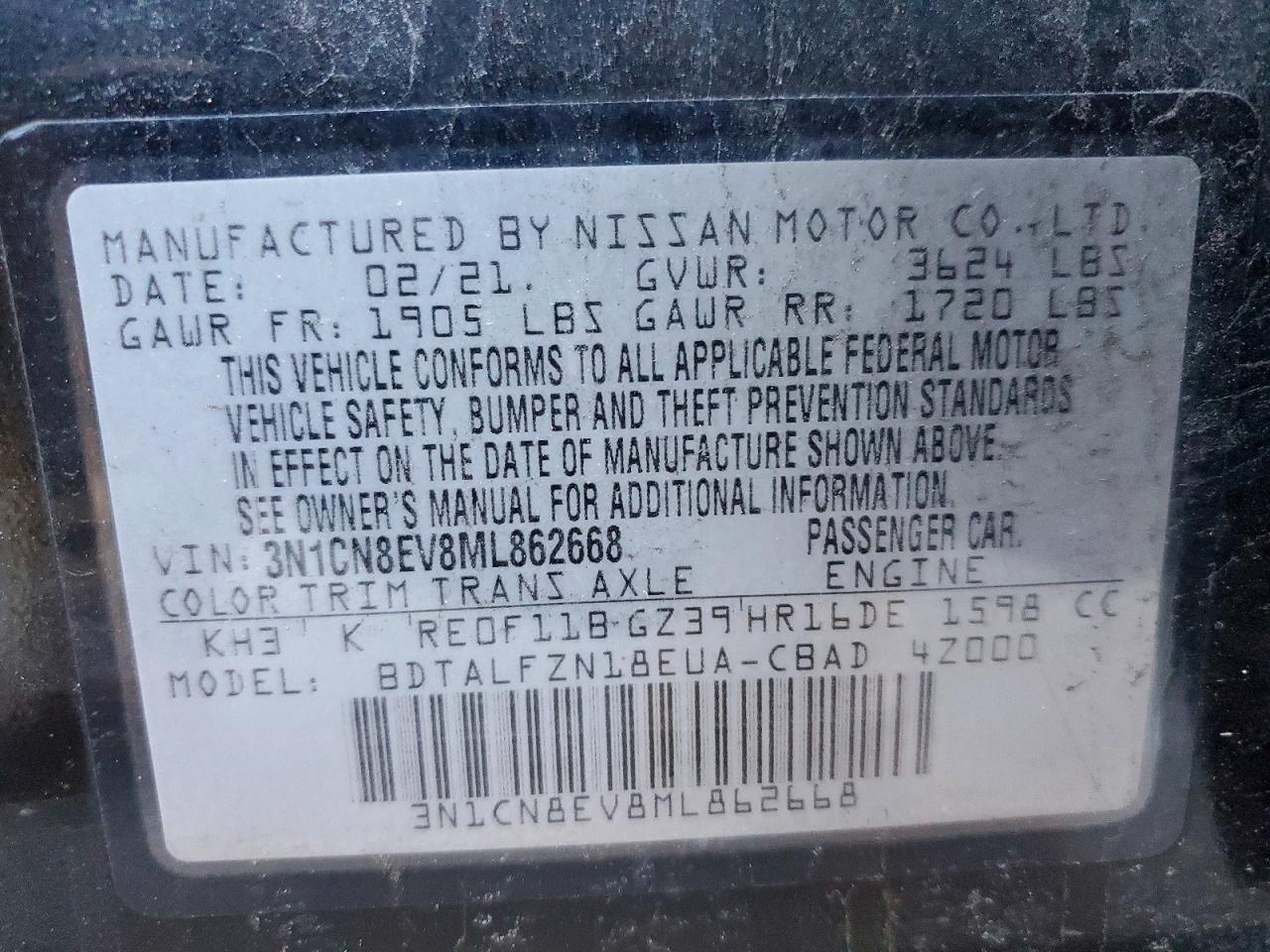 2021 NISSAN VERSA SV photo 12
