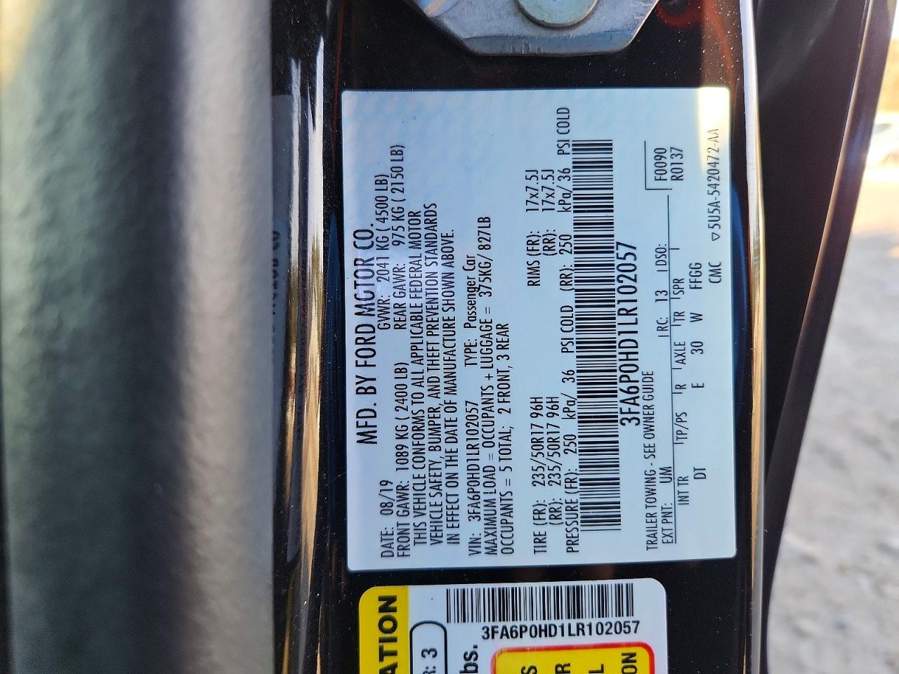 2020 FORD FUSION SE photo 23
