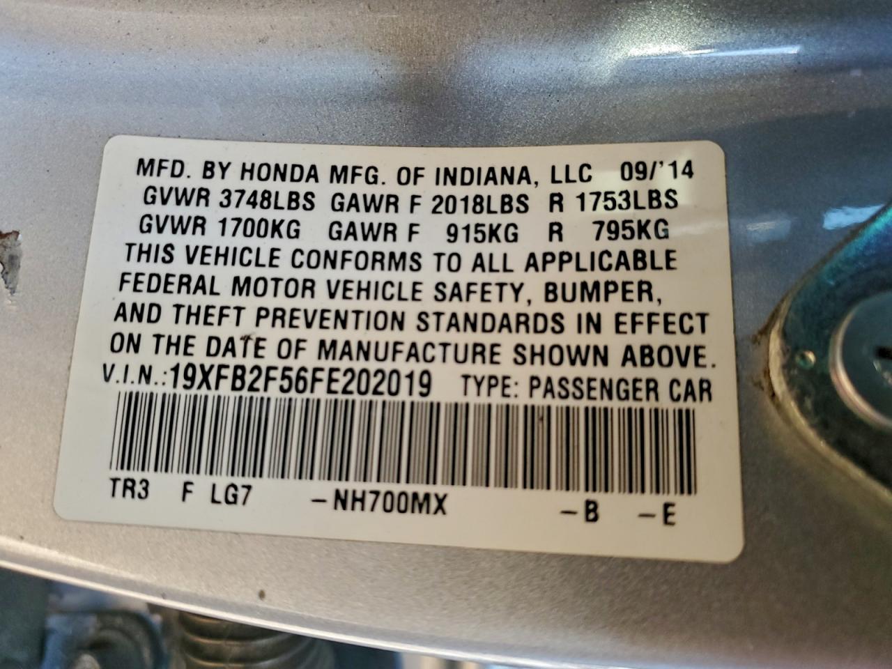 2015 HONDA CIVIC LX photo 12