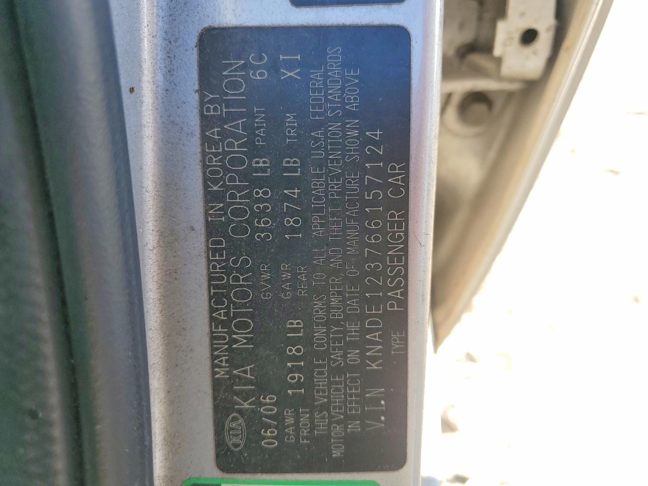 2006 KIA RIO BASE photo 12