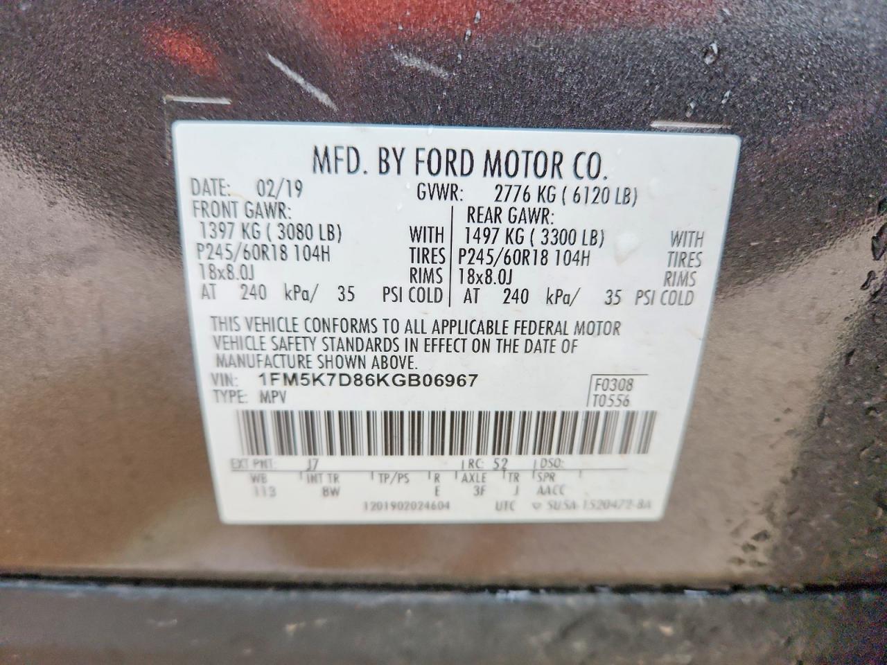 2019 FORD EXPLORER XLT photo 13