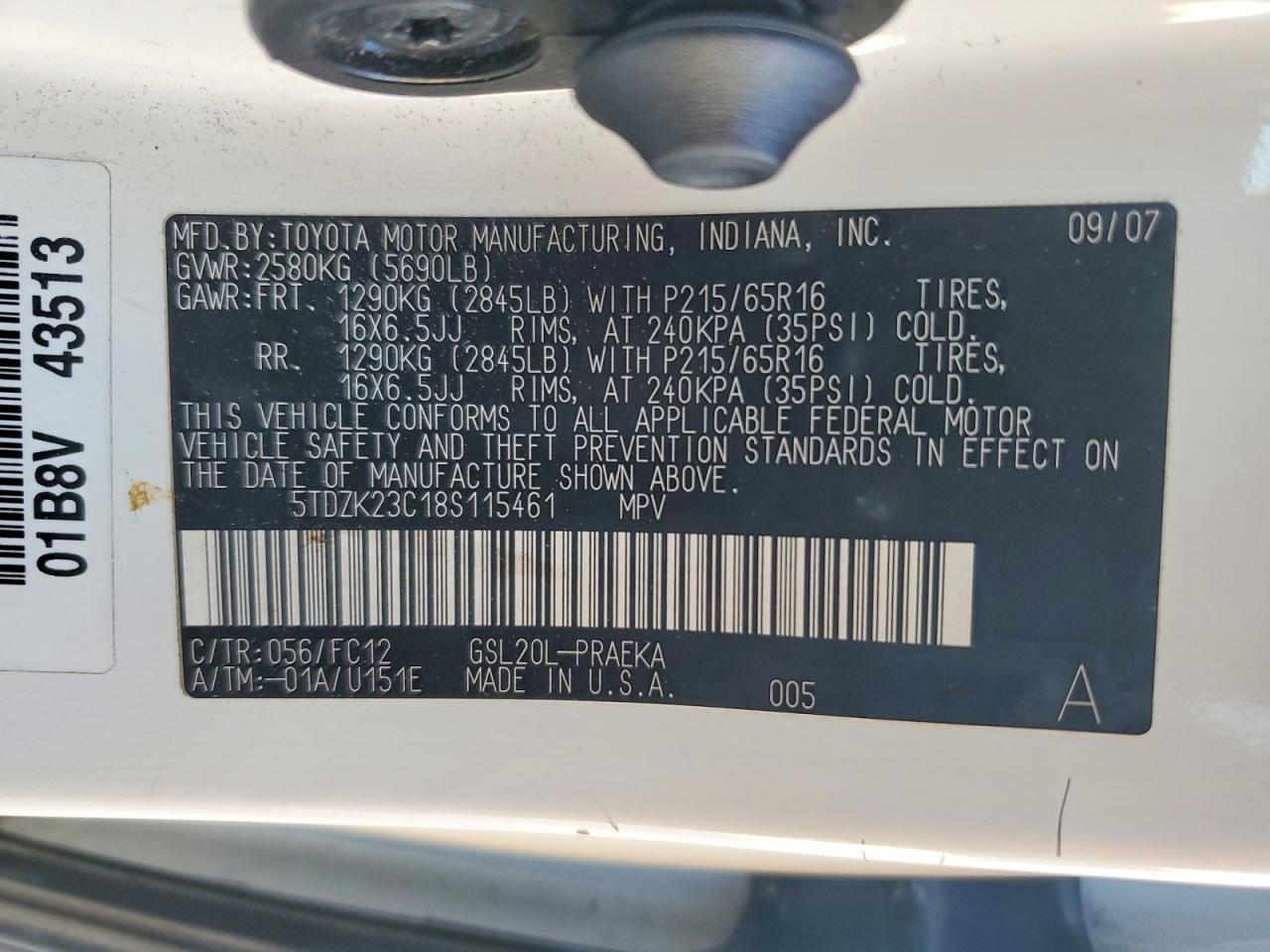 2008 TOYOTA SIENNA LE 8-PASSENGER photo 13