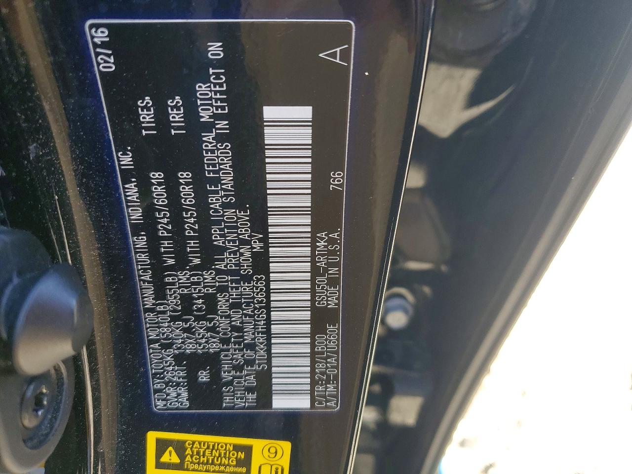 2016 TOYOTA HIGHLANDER XLE photo 14