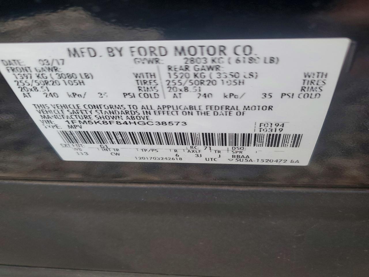 2017 FORD EXPLORER LIMITED photo 13