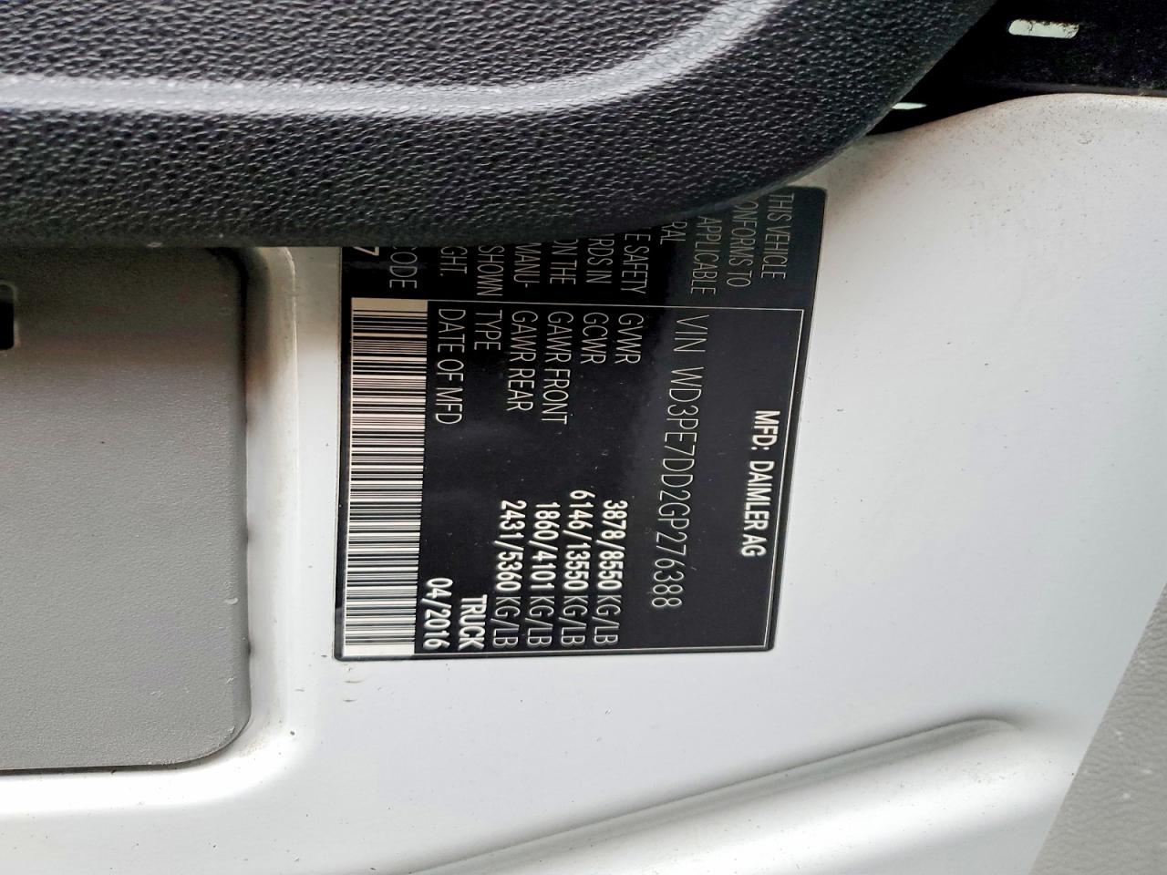 2016 MERCEDES-BENZ SPRINTER 2500 photo 12