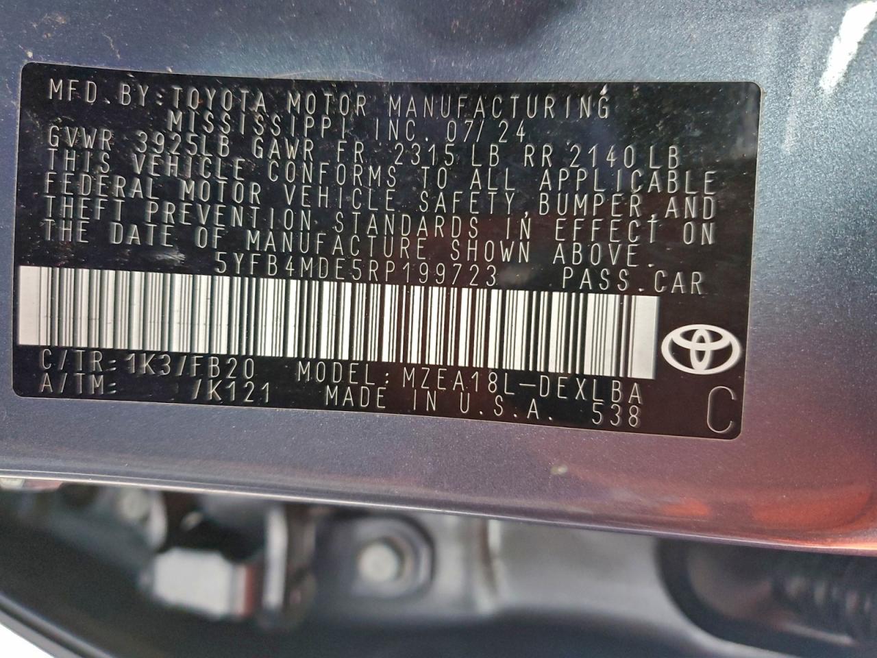 2024 TOYOTA COROLLA LE photo 12