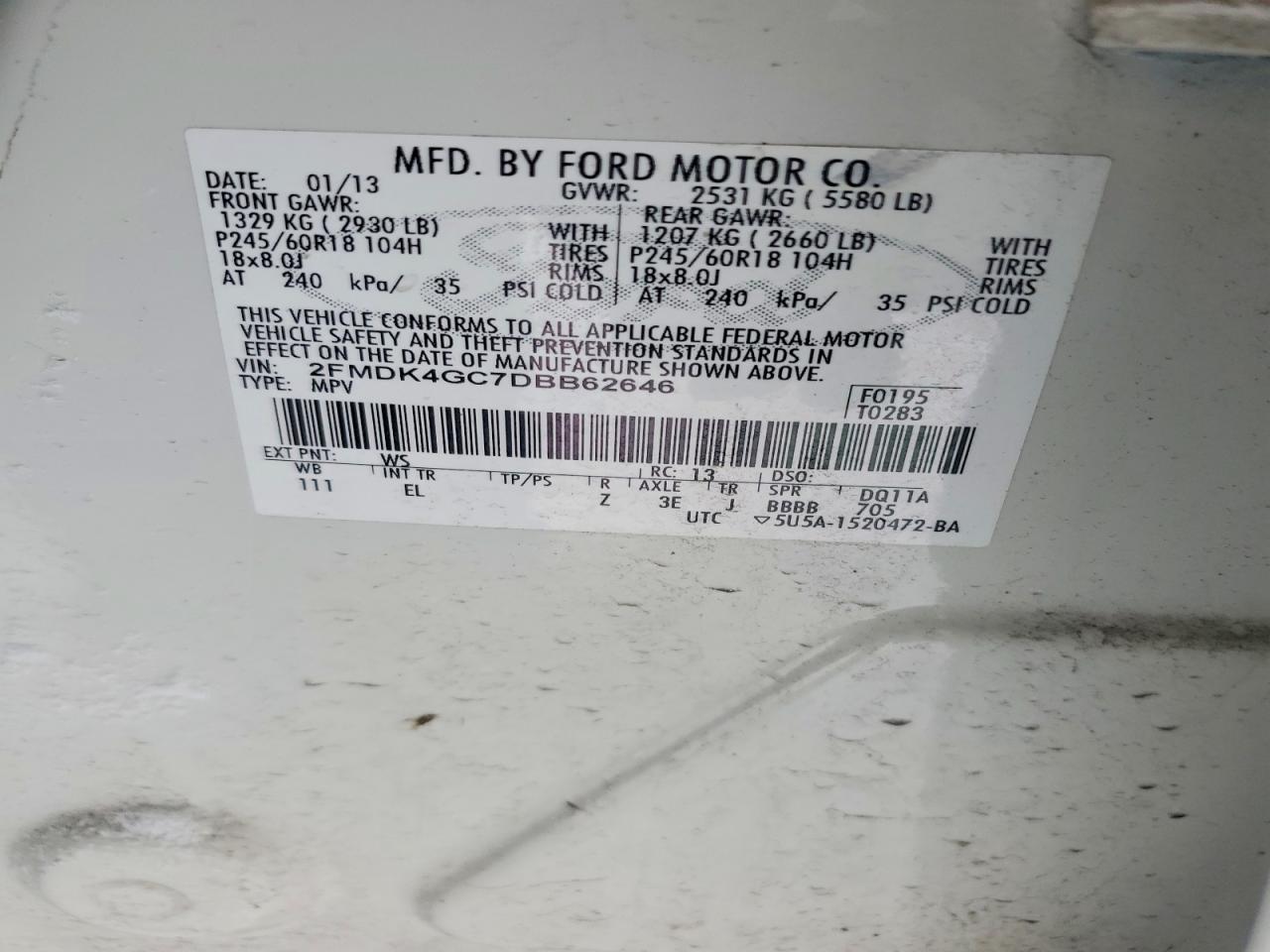 2013 FORD EDGE SE photo 13