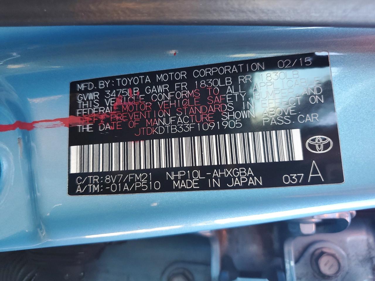 2015 TOYOTA PRIUS C photo 12