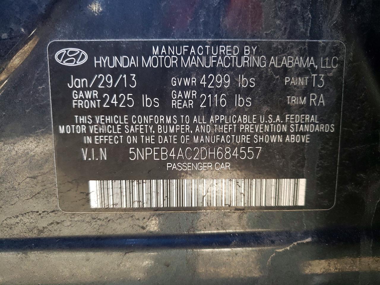 2013 HYUNDAI SONATA GLS photo 12