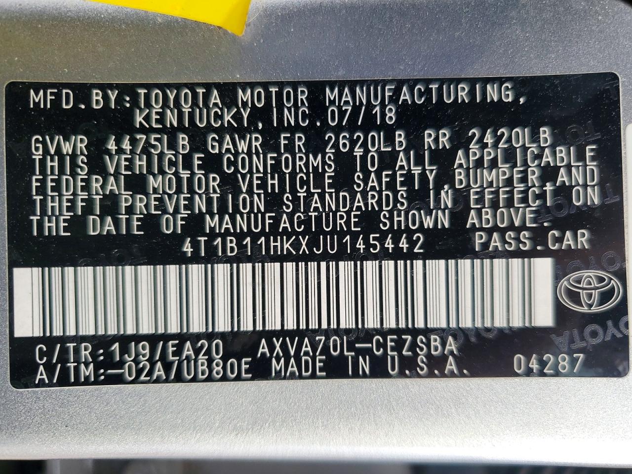 2018 TOYOTA CAMRY L photo 12