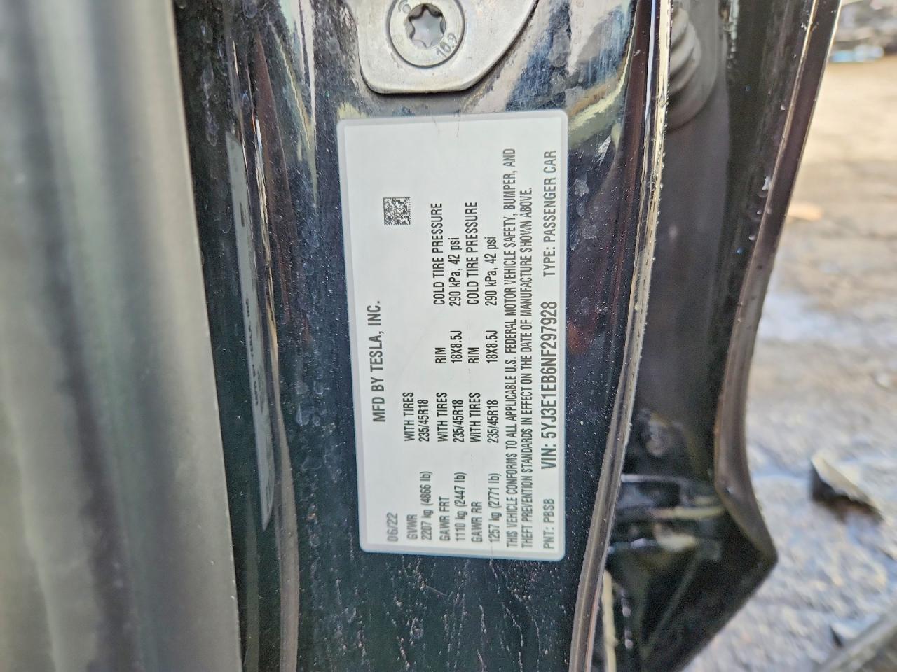 2022 TESLA MODEL 3 photo 12