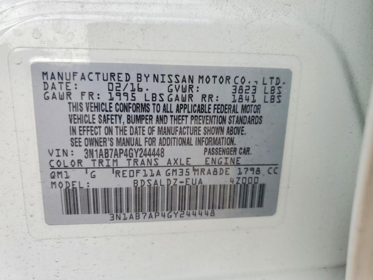 2016 NISSAN SENTRA S photo 12