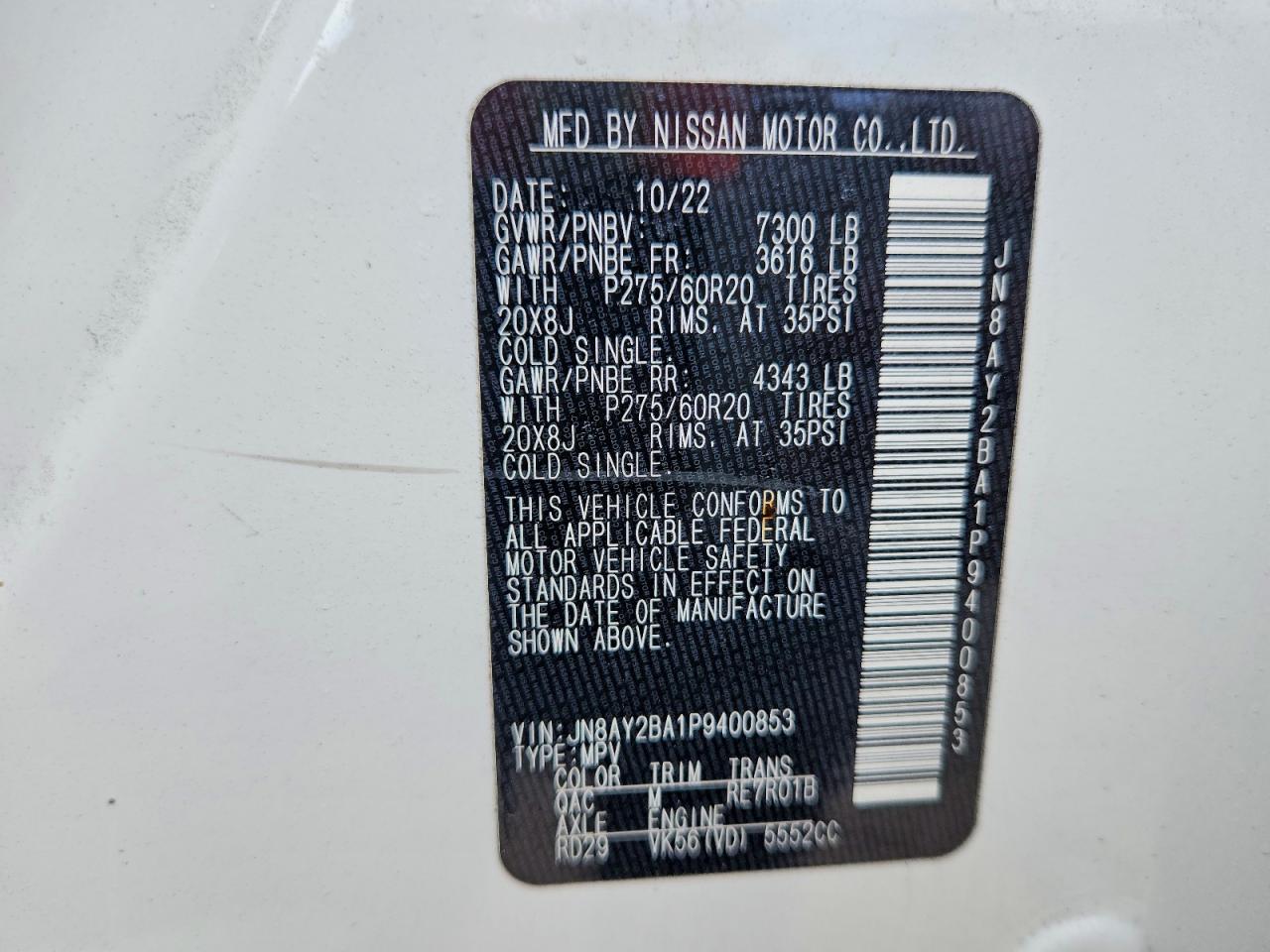 2023 NISSAN ARMADA SL photo 14