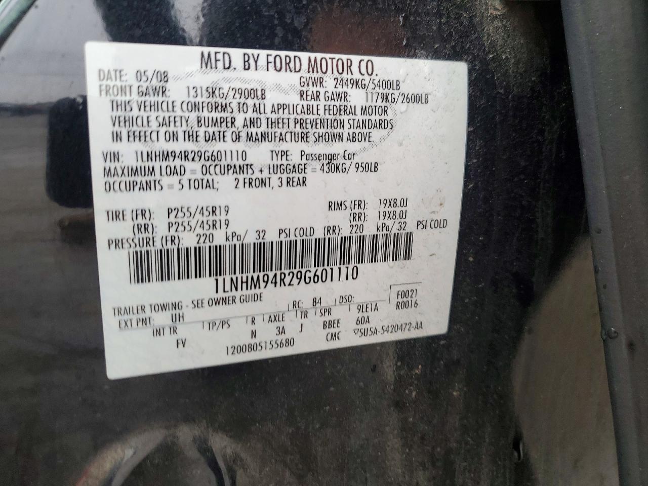 2009 LINCOLN MKS photo 12