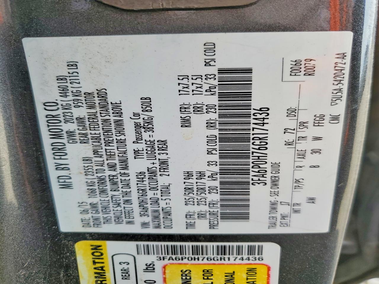 2016 FORD FUSION SE photo 12