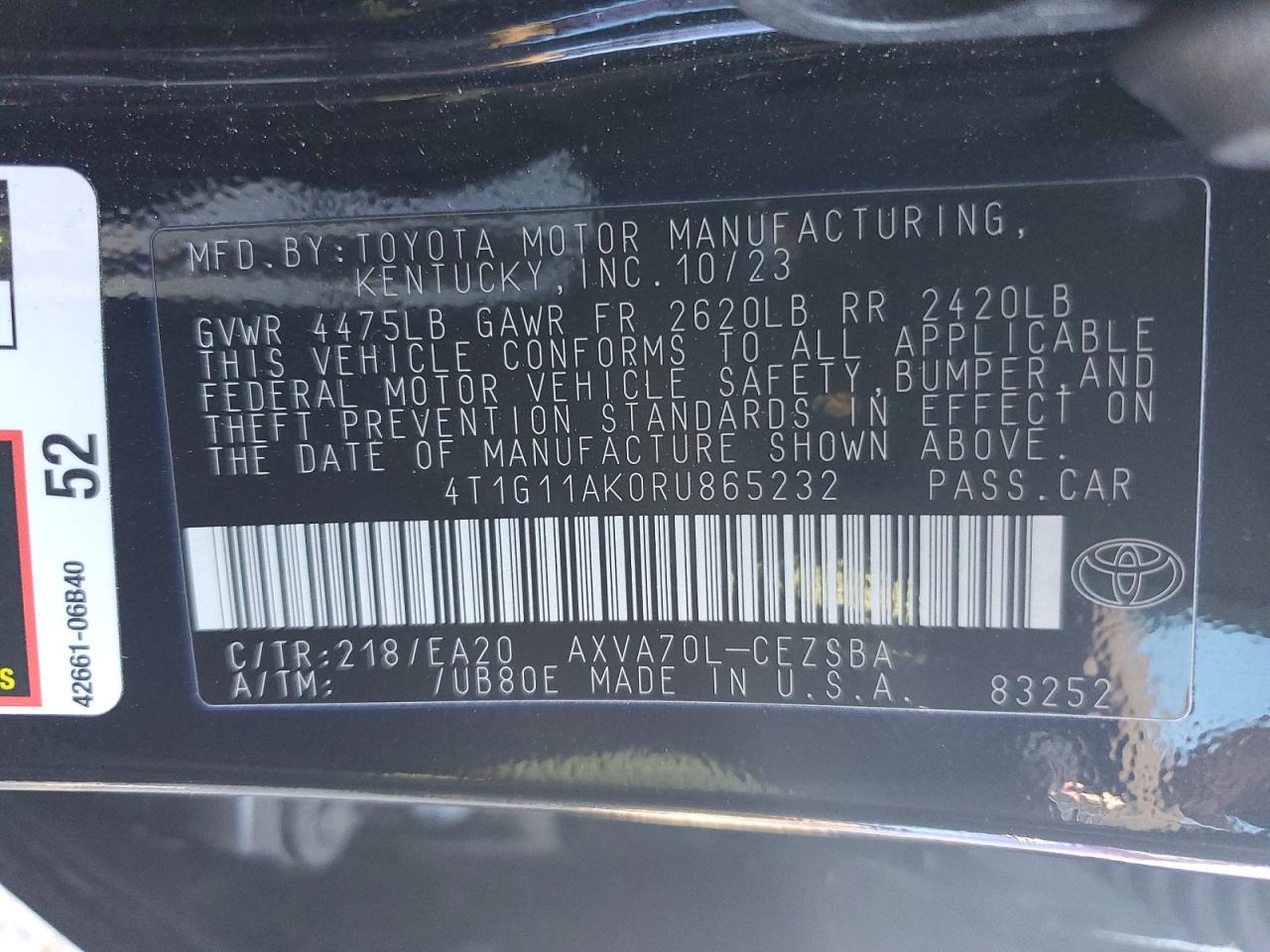 2024 TOYOTA CAMRY SE NIGHT SHADE photo 12