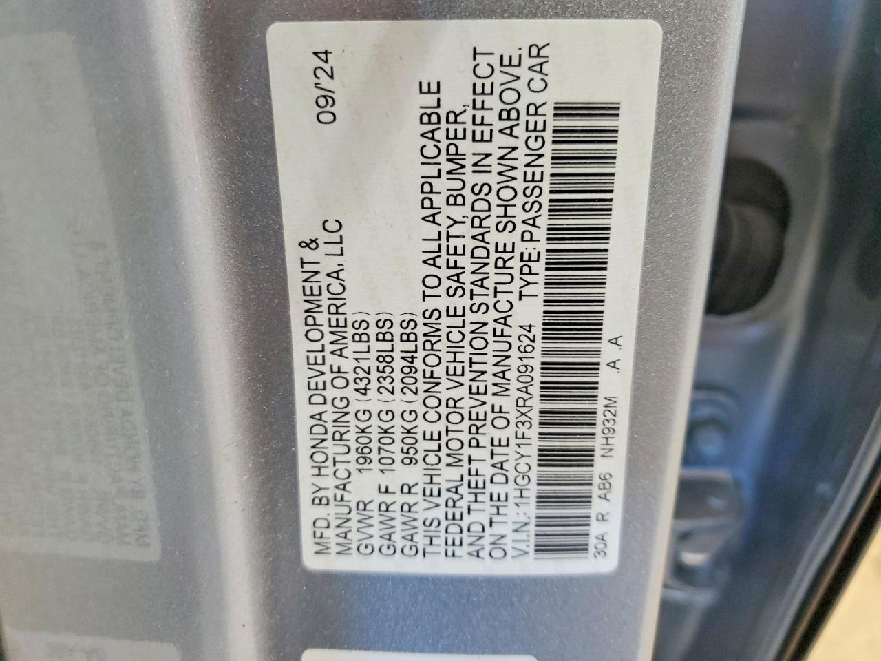 2024 HONDA ACCORD EX photo 12