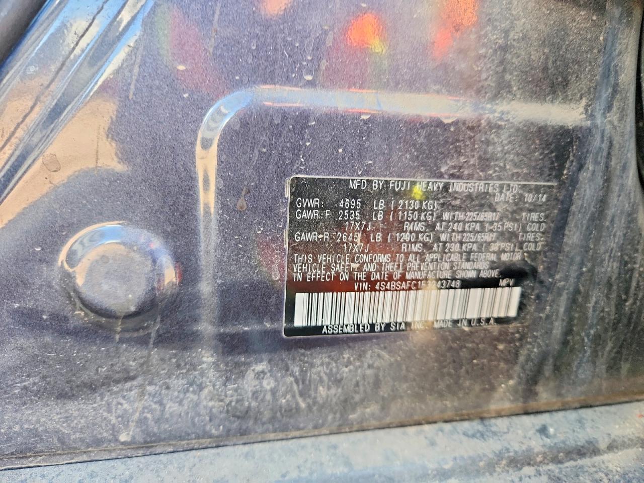 2015 SUBARU OUTBACK 2.5I PREMIUM photo 12