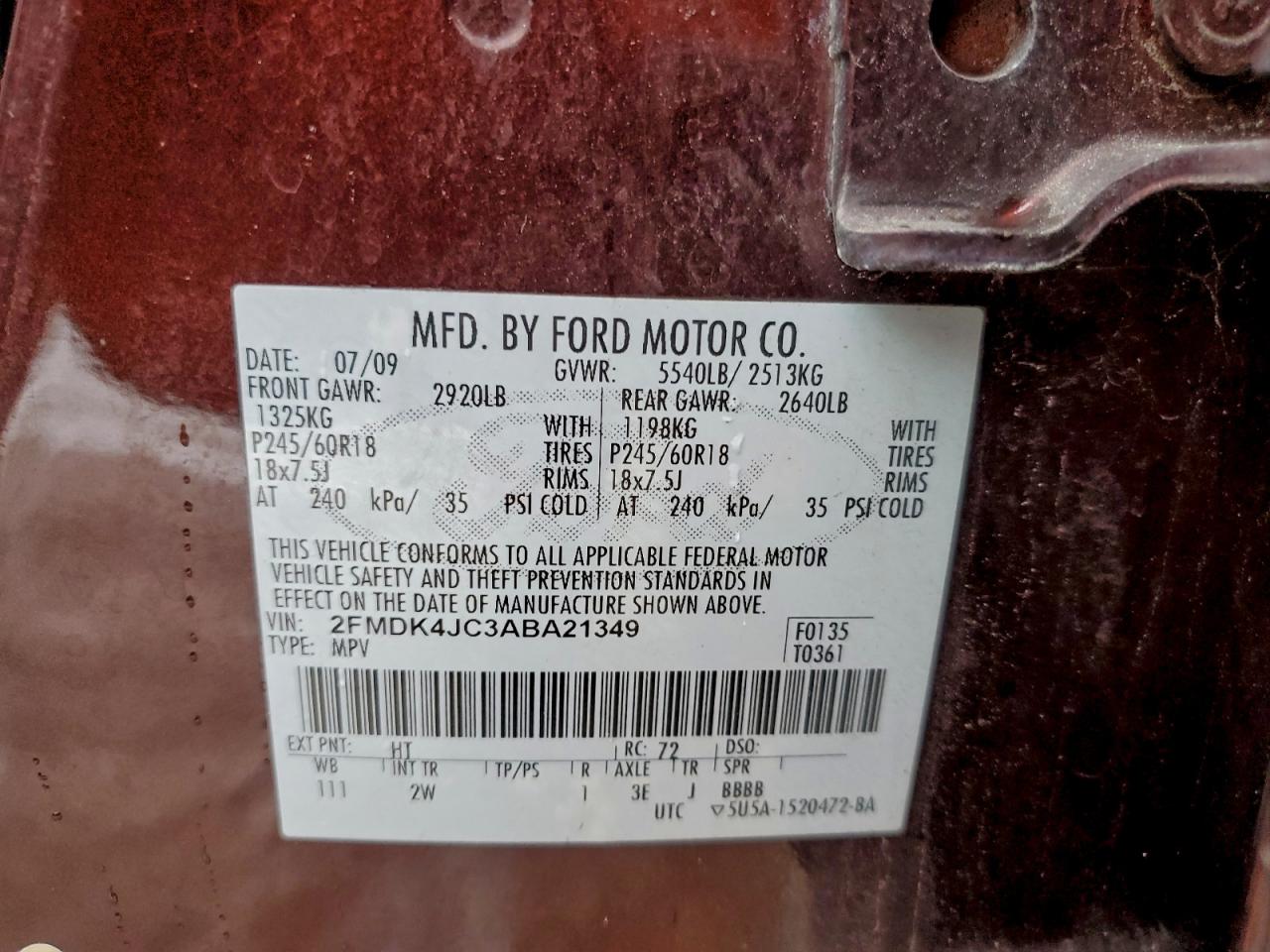 2010 FORD EDGE SEL photo 13