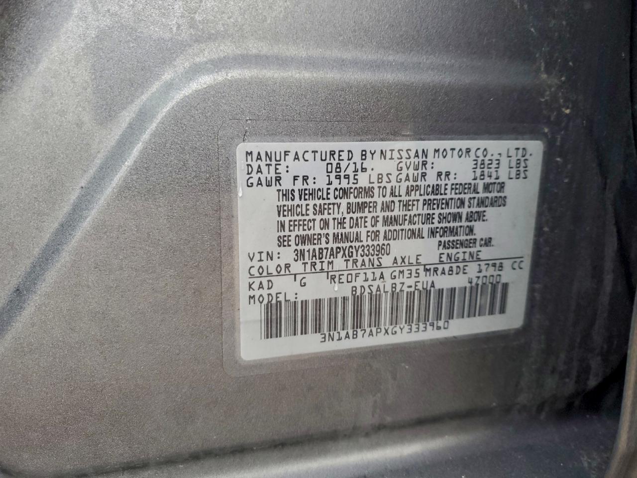 2016 NISSAN SENTRA S photo 12