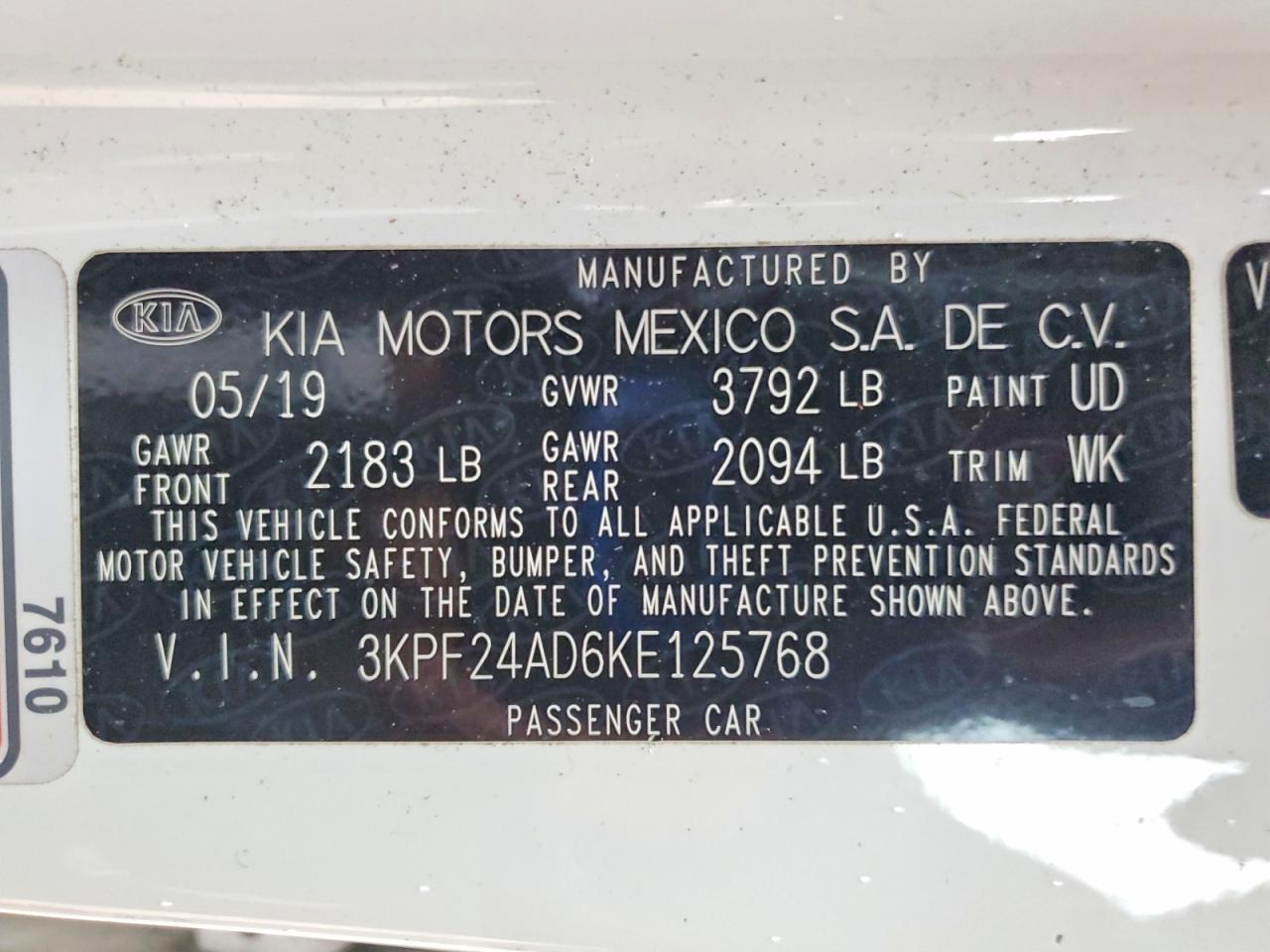 2019 KIA FORTE FE photo 12