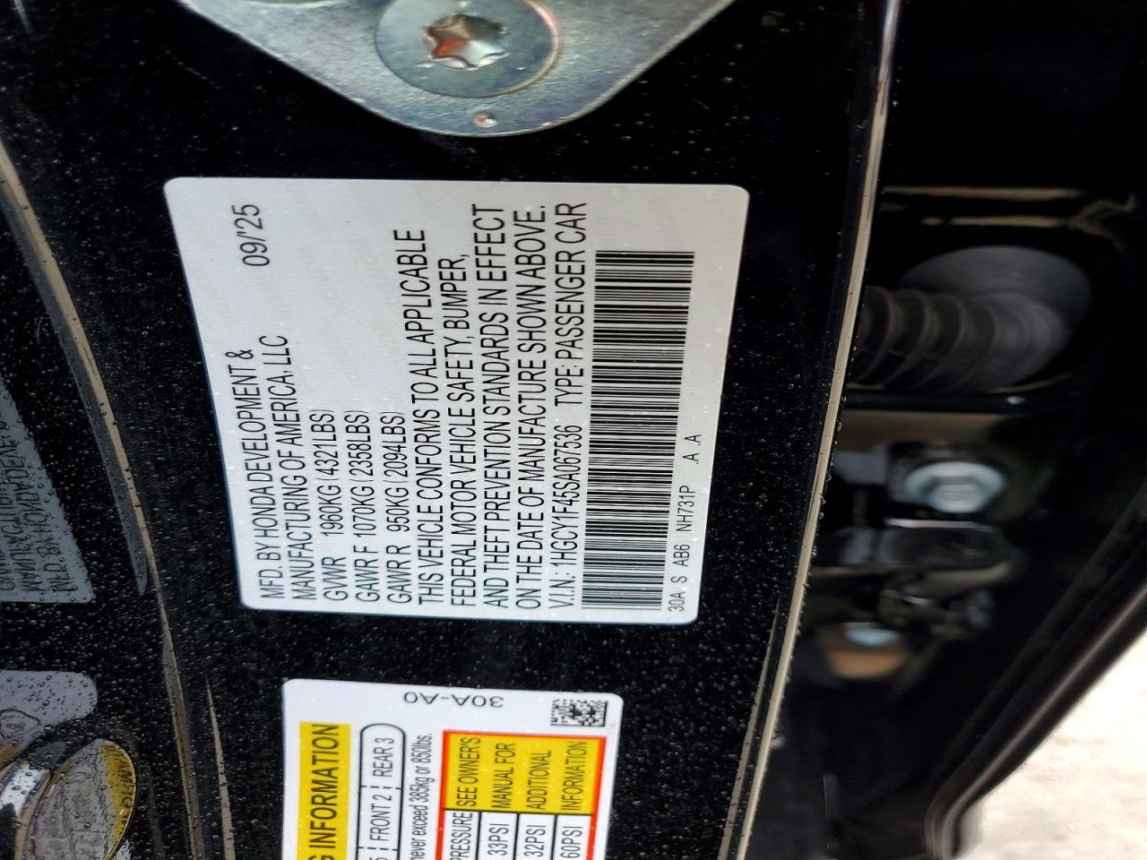 2025 HONDA ACCORD SE photo 23