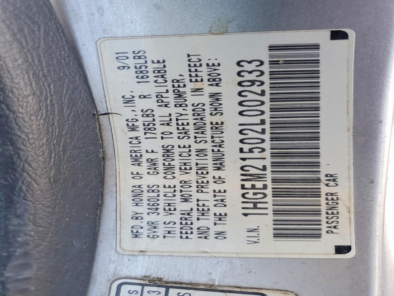 2002 HONDA CIVIC LX photo 12