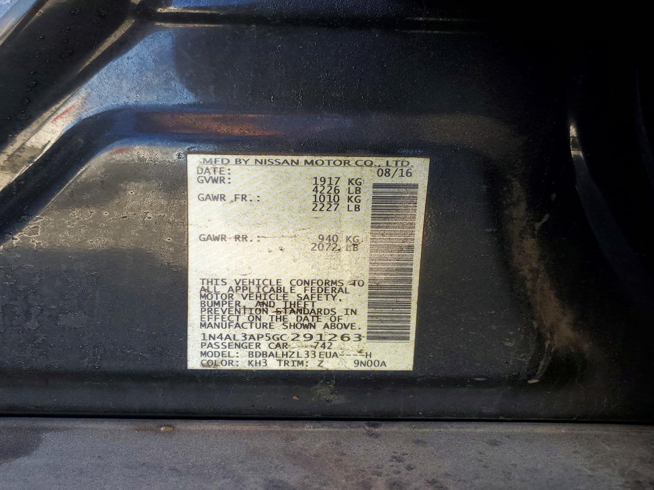 2016 NISSAN ALTIMA 2.5 photo 12