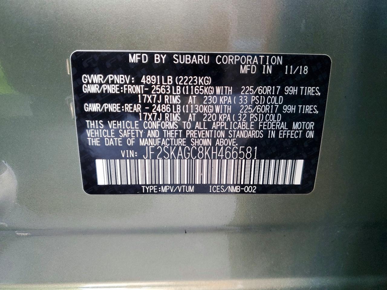 2019 SUBARU FORESTER PREMIUM photo 12