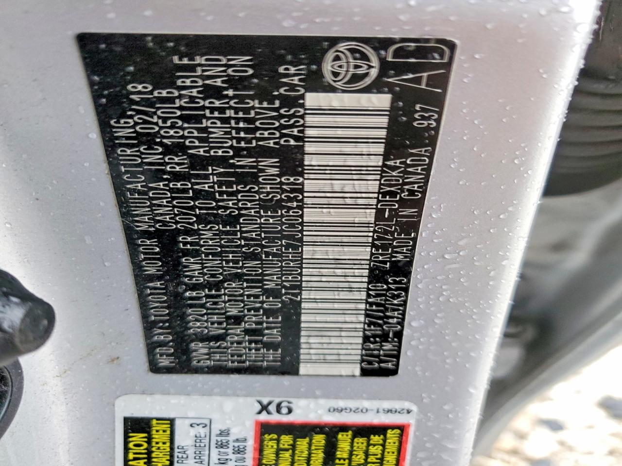 2018 TOYOTA COROLLA L photo 13