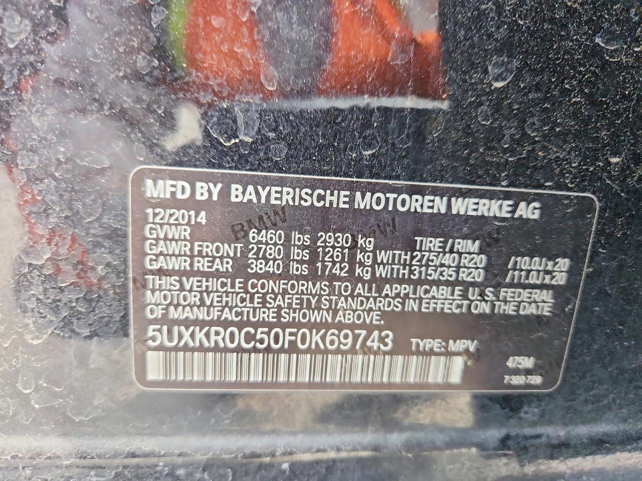 2015 BMW X5 XDRIVE35I photo 12
