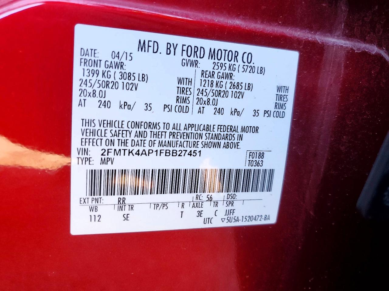 2015 FORD EDGE SPORT photo 13