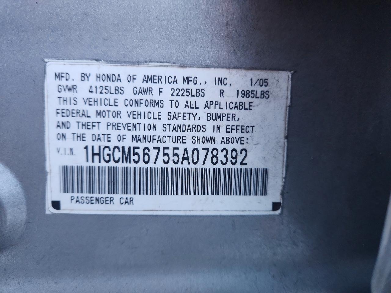 2005 HONDA ACCORD EX photo 13