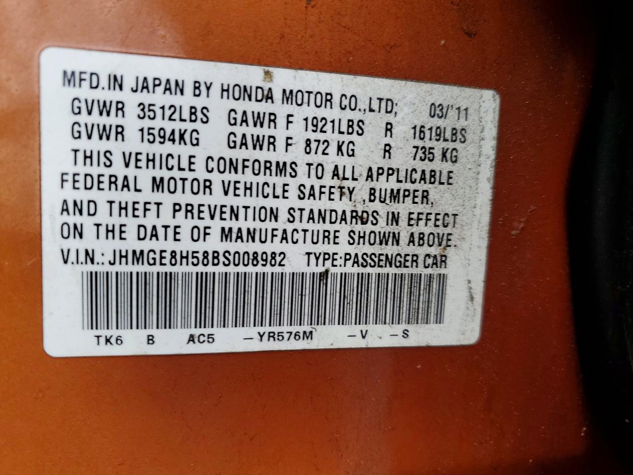 2011 HONDA FIT SPORT photo 12