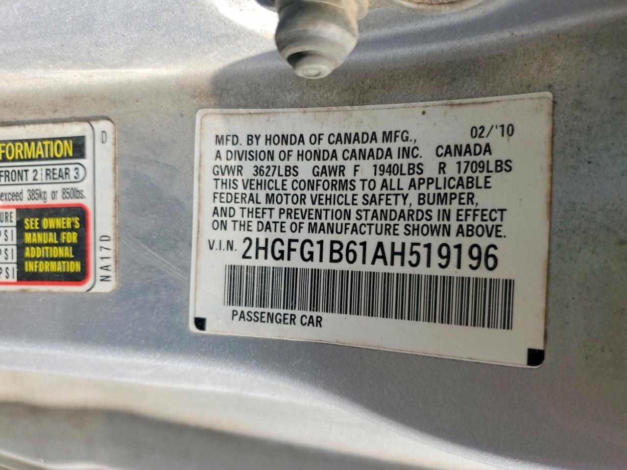 2010 HONDA CIVIC LX photo 12