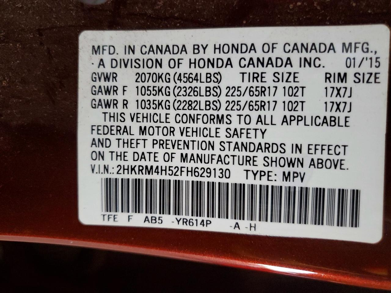 2015 HONDA CR-V EX photo 12