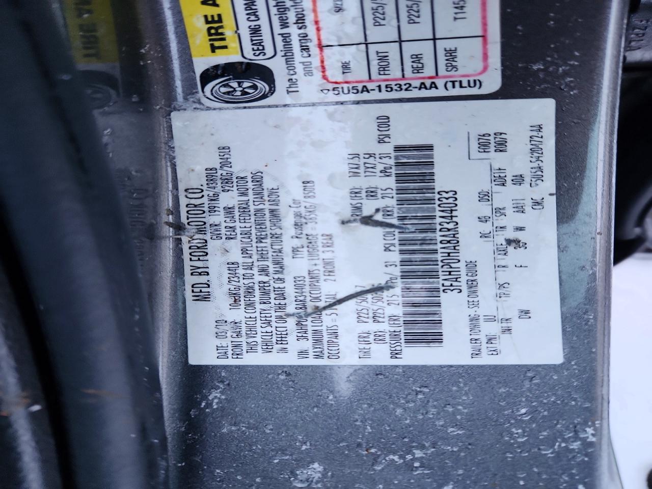 2010 FORD FUSION SE photo 12