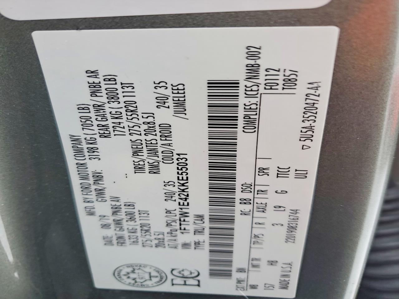 2019 FORD F150 SUPERCREW photo 12