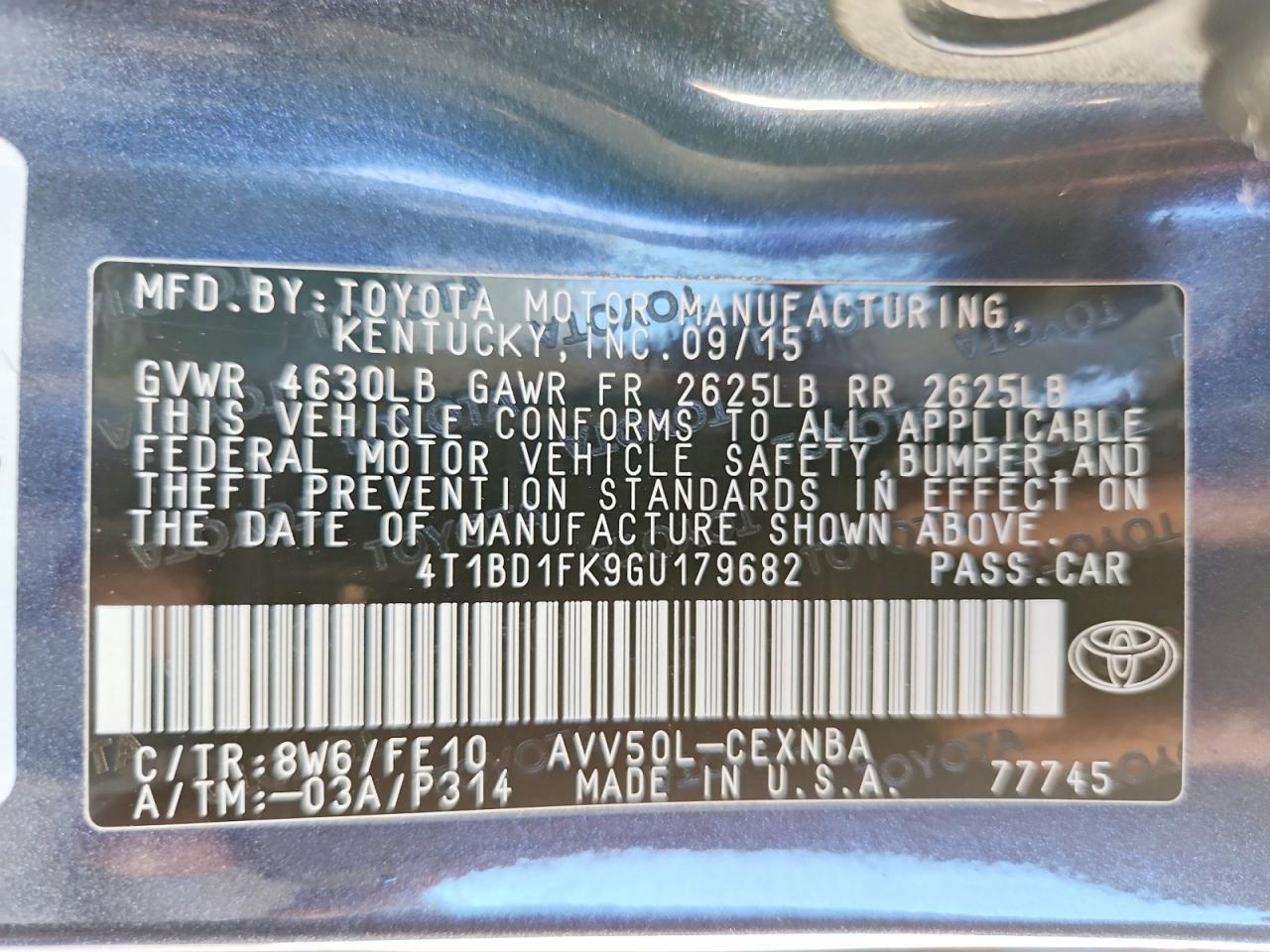 2016 TOYOTA CAMRY HYBRID photo 12