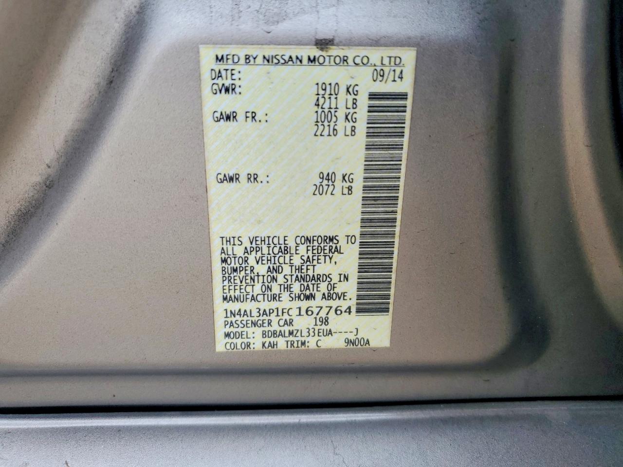 2015 NISSAN ALTIMA 2.5 photo 12