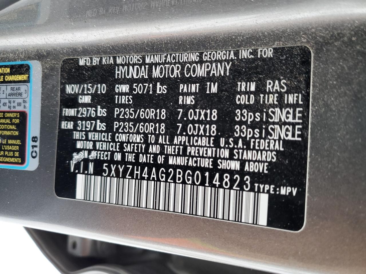 2011 HYUNDAI SANTA FE SE photo 37