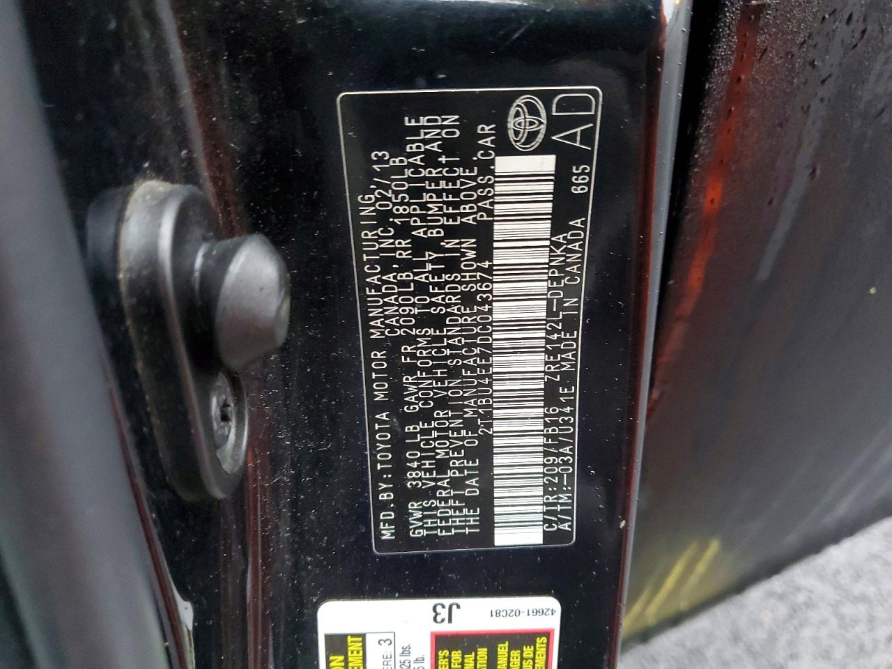 2013 TOYOTA COROLLA BASE photo 12