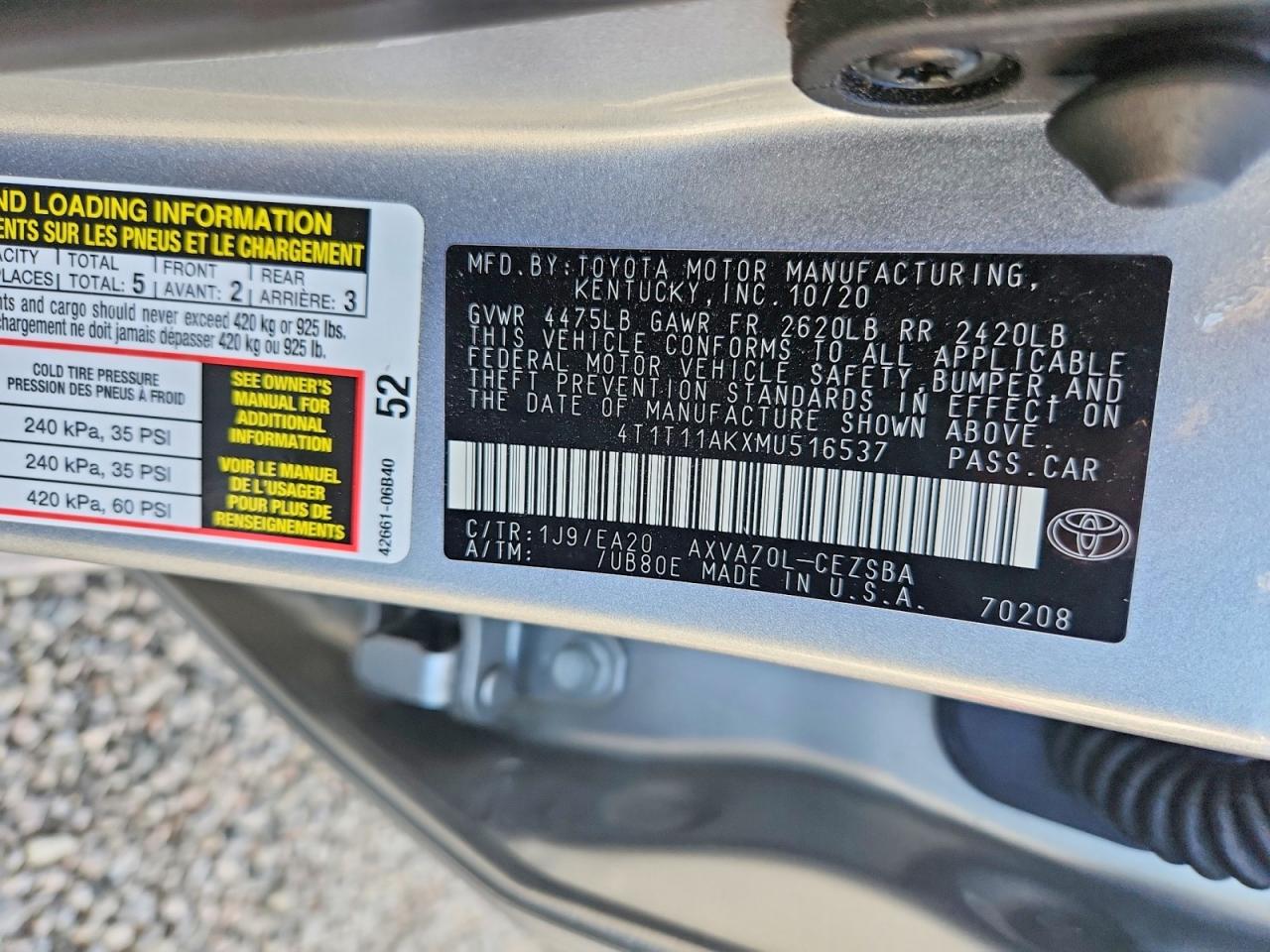 2021 TOYOTA CAMRY SE photo 12