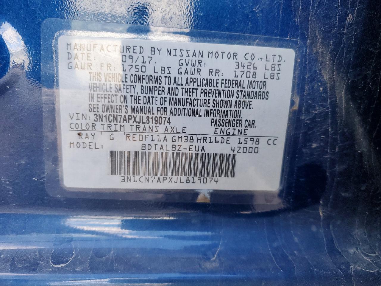 2018 NISSAN VERSA S photo 12