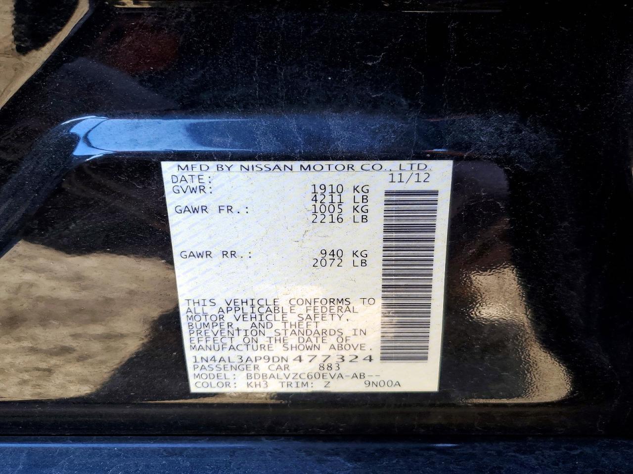 2013 NISSAN ALTIMA 2.5 photo 12